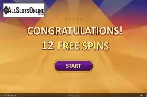 Free spins intro screen. Rise of Egypt from Playson