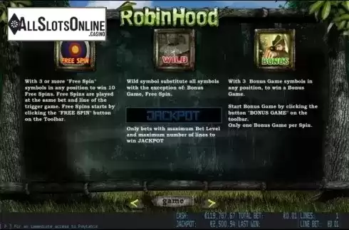 Paytable 2. Robin Hood HD from World Match