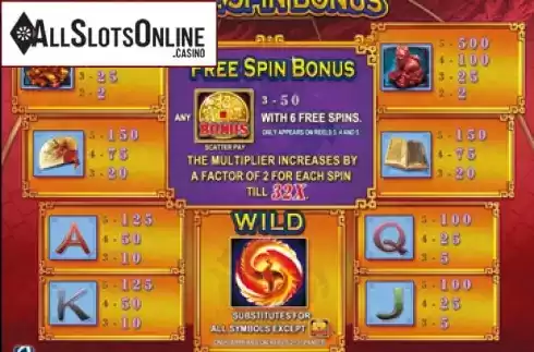 Free Spins Paytable. Royal Phoenix from Jumbo Games