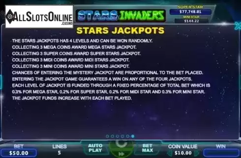 Jackpot Info 2. Stars Invaders from The Stars Group