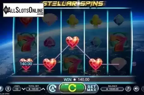 Win Screen. Stellar Spins from Booming Games