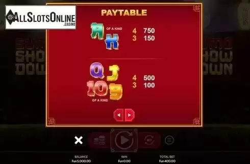 Paytable 3. Sumo Showdown from OneTouch