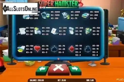 Paytable. Super Hamster from Fugaso