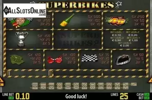 Paytable 1. Superbikes HD from World Match