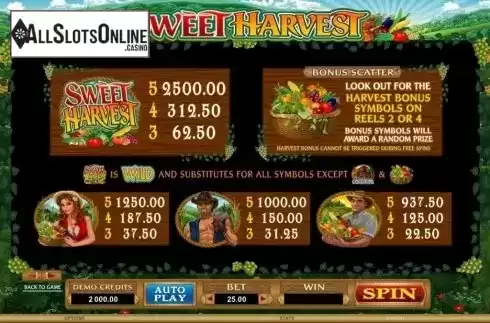 Screen3. Sweet Harvest from Microgaming