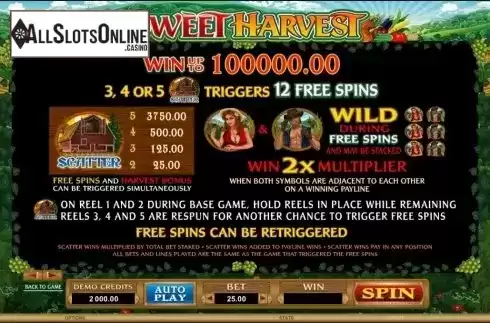 Screen2. Sweet Harvest from Microgaming