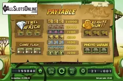 Paytable . Safari (Magnet) from Magnet Gaming