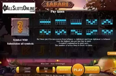 Paytable 2. Safari (X Play) from X Play
