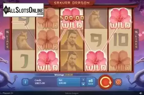 Win Screen. Sakura Dragon from Playson