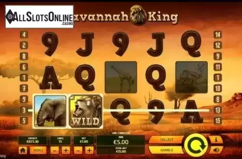 Wild Win screen. Savannah King from Tom Horn Gaming