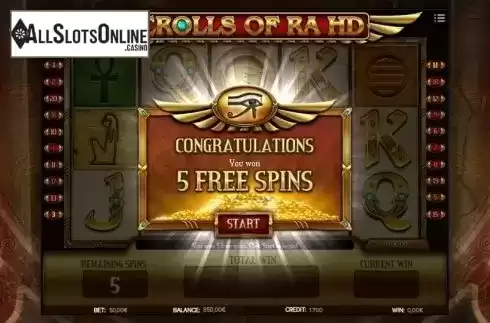 Free spins. Scrolls of RA from iSoftBet