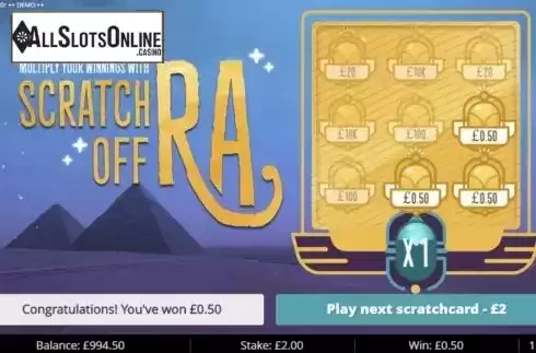 Win Screen 2. Scratch off Ra from Gluck Games
