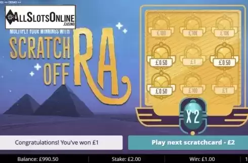 Win Screen 3. Scratch off Ra from Gluck Games