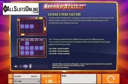 Paytable 1. Second Strike from Quickspin