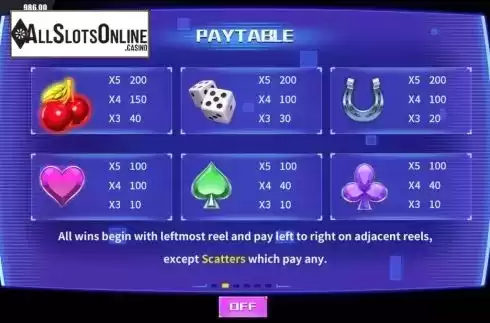 Paytable screen 2. Shining Stars from Dream Tech