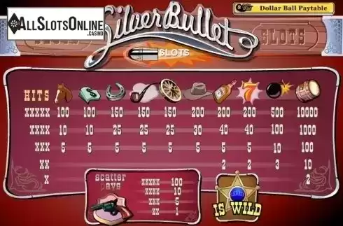 Paytable . Silver Bullet from Playtech
