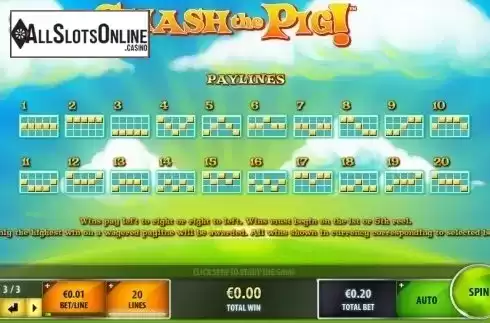 Paytable 3. Smash the Pig from IGT