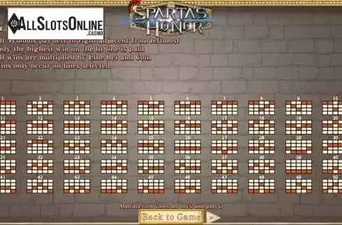 Paylines. Sparta's Honor from SimplePlay