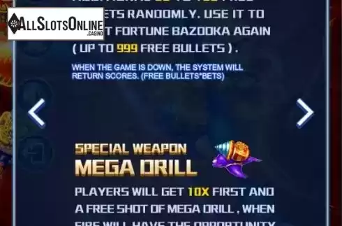 Special weapons screen
