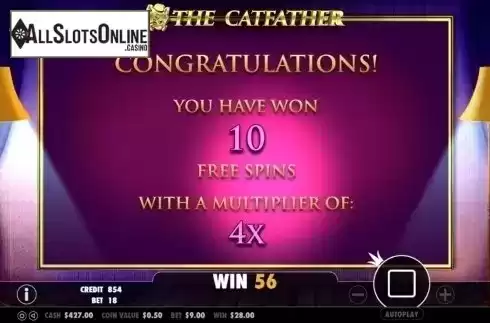 Free spins screen 1. The Catfather from Pragmatic Play