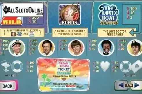 Paytable 1. The Love Boat from Playtech