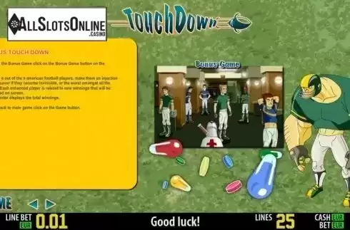 Paytable 3. Touch Down HD from World Match