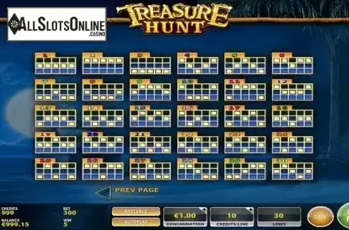 Paylines. Treasure Hunt (IGT) from IGT