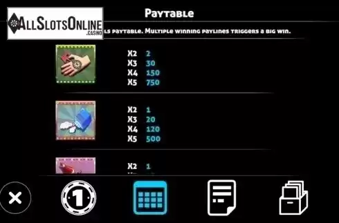 Paytable 5. Tricky Brains from Triple Profits Games