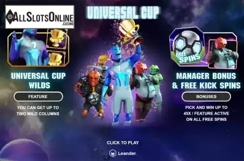 Intro screen. Universal Cup from Leander Games