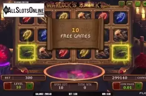 Free Spins Triggered. Warlock's Book from Fugaso
