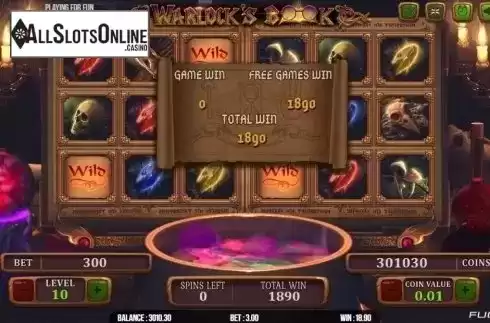 Free Spins Win. Warlock's Book from Fugaso