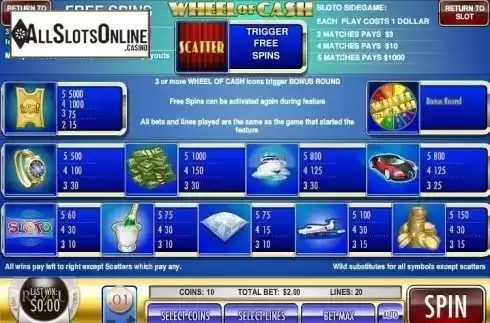 Screen2. Wheel of Cash from Rival Gaming