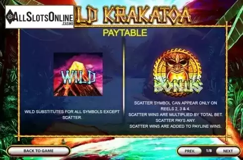 Paytable 1. Wild Krakatoa from 2by2 Gaming