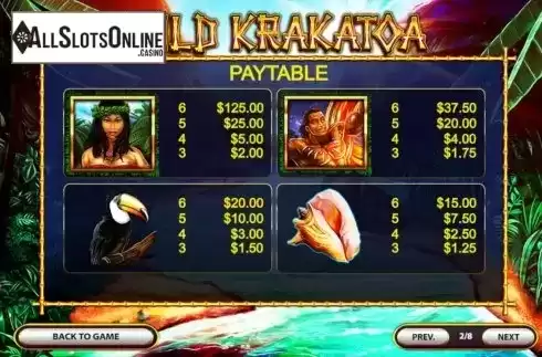 Paytable 1. Wild Krakatoa from 2by2 Gaming
