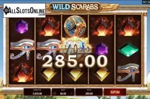 Win Screen . Wild Scarabs from Microgaming
