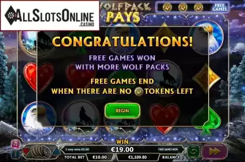 Free spins Screen 1. Wolfpack Pays from NextGen