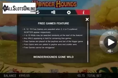 Paytable 4. Wonder Hounds from NextGen