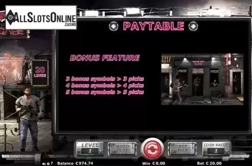 Paytable 5. Zombie Escape from Join Games