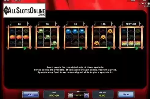 Paytable 2. Crazy Slots from Greentube