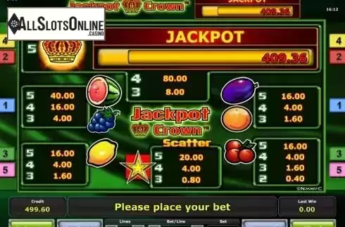 Paytable 1. Jackpot Crown from Greentube