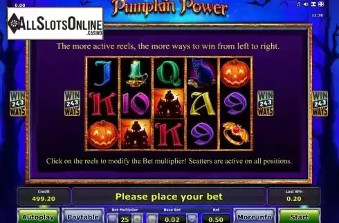 Paytable 4. Pumpkin Power from Greentube