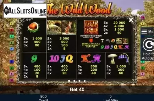 Paytable 1. The Wild Wood™ from Greentube