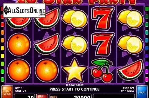 Win screen 1. 20 Star Party from Casino Technology