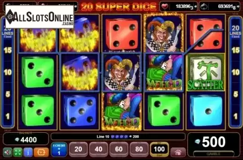 Win Screen. 20 Super Dice from EGT