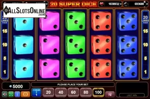Reel Screen. 20 Super Dice from EGT