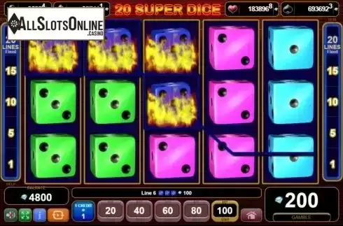 Win Screen 2. 20 Super Dice from EGT