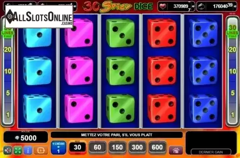 Reel Screen. 30 Spicy Dice from EGT