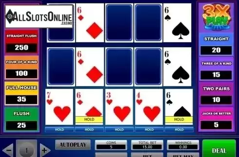 Game Screen. 3x Play Poker from iSoftBet
