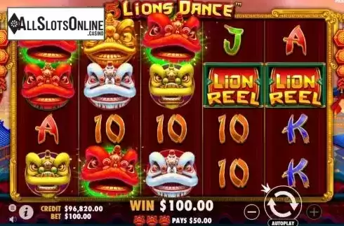 Win Screen 1. 5 Lions Dance from Pragmatic Play