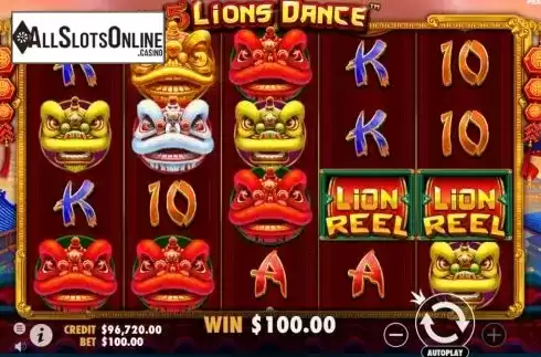 Win Screen 2. 5 Lions Dance from Pragmatic Play